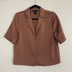Brown Short Sleeve Women's Top
